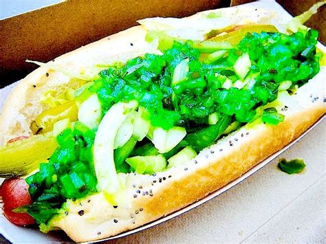 What is the green stuff on a Chicago hot dog?