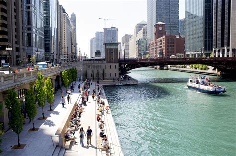 What street is the river walk on in Chicago?