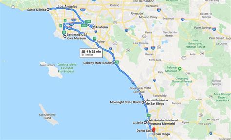 How far apart is San Diego and Los Angeles?