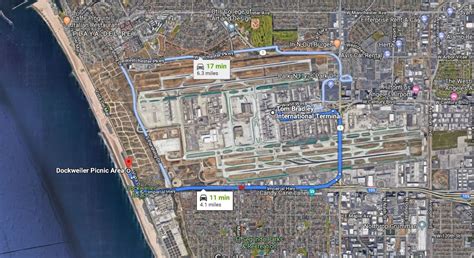 How far is LAX to closest beach?