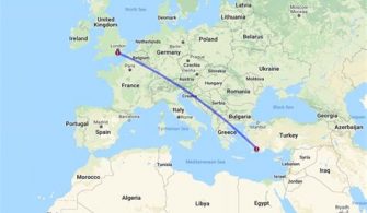 How many hours is flight from USA to Turkey?