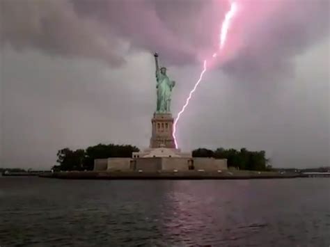 How many times a year does the Statue of Liberty get struck by lightning?
