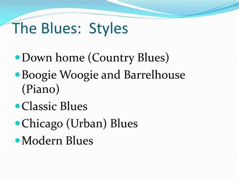 What are the three main types of blues?