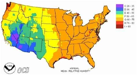 What state has the least humidity?