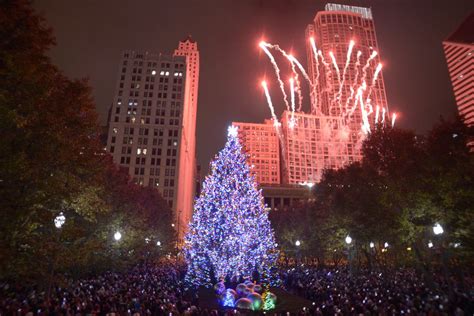 What time is tree lighting in Millennium Park Chicago?