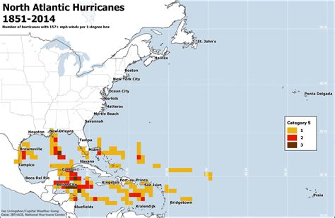 Which state is least affected by hurricanes?