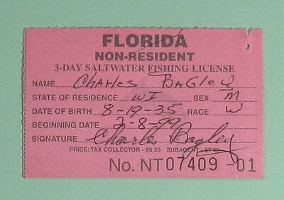 How Much Is A 3-day Saltwater Fishing License In Florida?