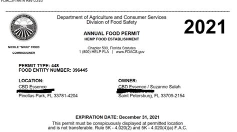 How much is a food permit in Florida?