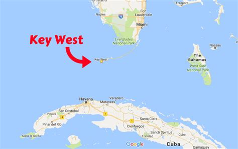 Is Cuba closer to Miami or Key West?