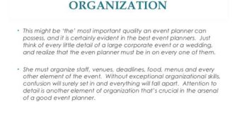 What Are 2 Important Characteristics An Event Planner Must Have?