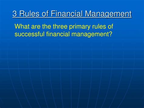 What Are The 3 Rules Of Financial Planning?