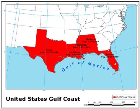 What areas are considered the Gulf coast?