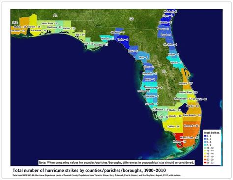 What part of Florida gets hit the most by hurricanes?